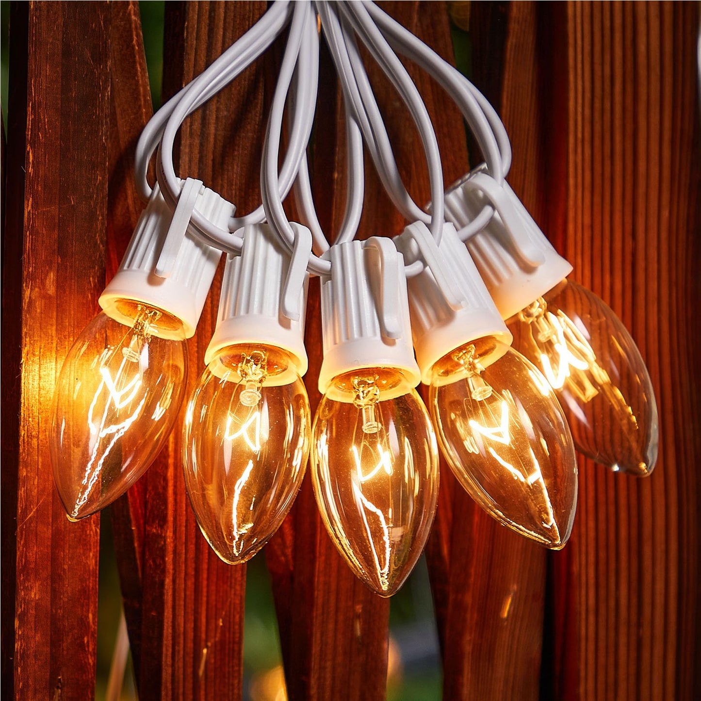 Minetom C9 Clear Christmas String Lights, 25FT 25 Blubs Bright & Warm Outdoor Christmas Lights, Long Life C9 String Lights for Tree Patio Gazebo Wreath, White Wire