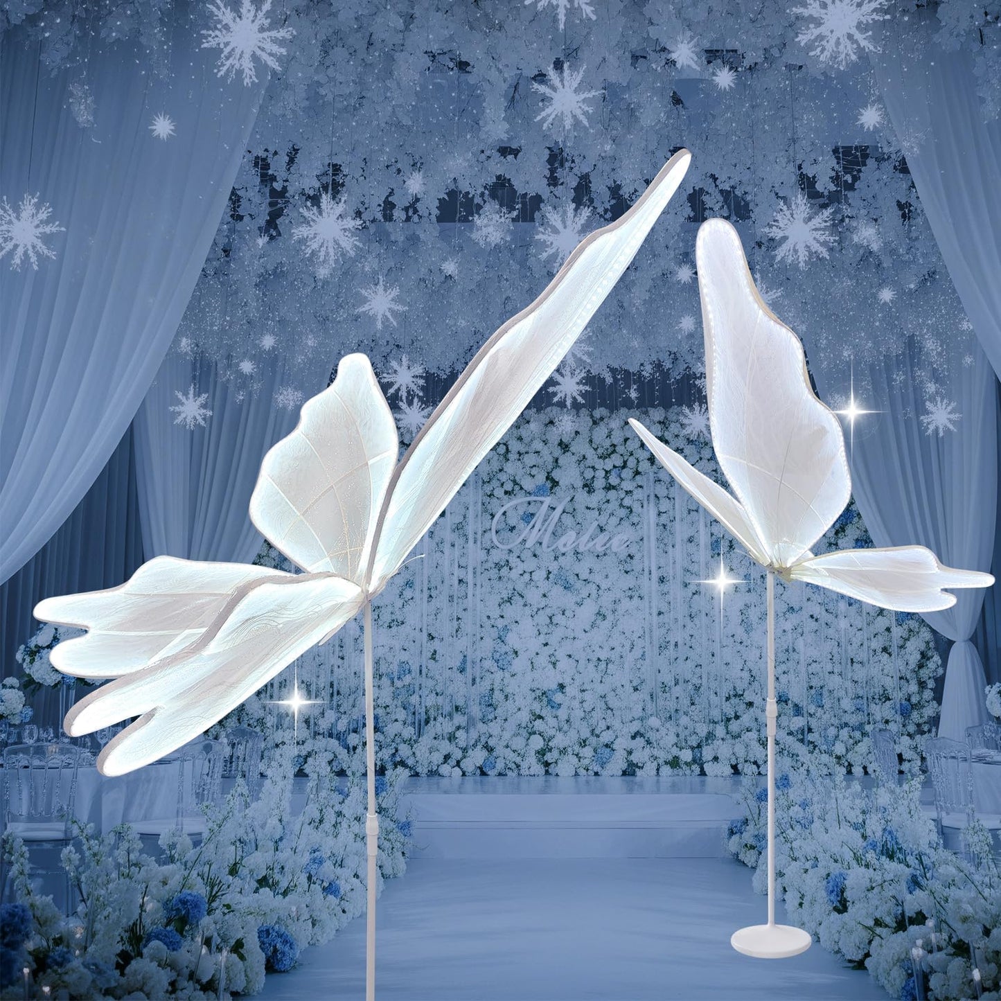 Lakexus 51 INCH Creative Butterfly Floor Lamp - 1pcs Wedding Romantic Hanging Decoration Lights Fixture, Butterfly Ceiling Light for Wedding, Party, Christmas, Adjustable Height Creative Props, White