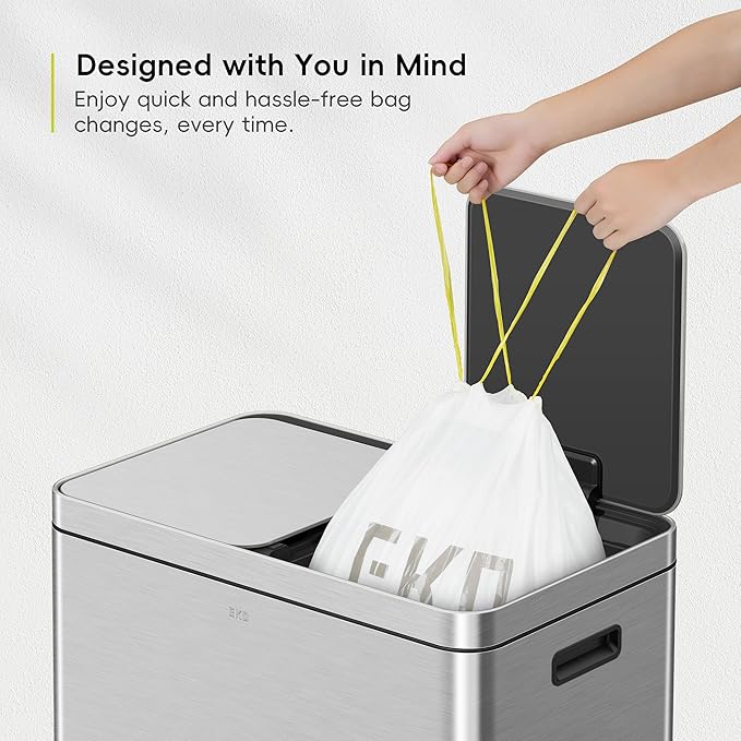 EKO 8 Gallon / 30.3 Liter, Extra-Strong Unscented Garbage Bags, Easy-Dispense