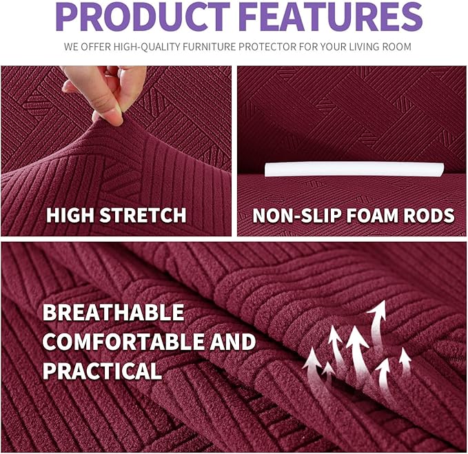 ZNSAYOTX Super Stretch Couch Cover, New Striped Sofa Covers Fitted Slipcovers