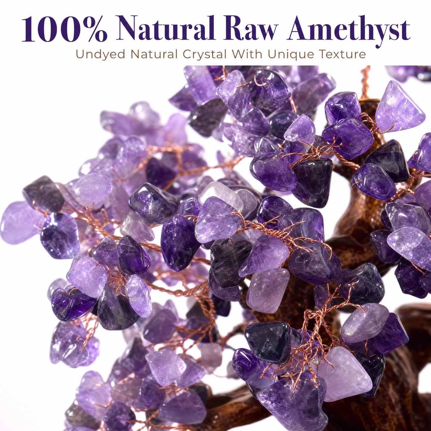 Fatonio Amethyst Bonsai Tree Feng Shui Crystal Decor for Home Office