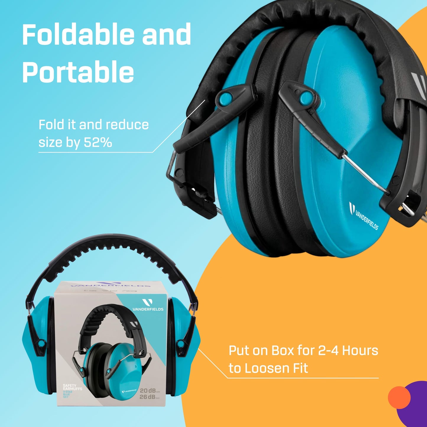 Vanderfields Kids Ear Defenders Children – 26dB SNR Noise Cancelling Headphones for Kids Age 3-16 – Adjustable Ear Muffs Boys Girls Toddlers – Ear Defenders Autism – UKCA Certified