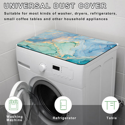 Blue and Green Fluid Marble Texture Washer and Dryer Covers For The Top, Non-slip Fast Drying Absorbent Dryer Top Protector Mat for Kitchen Laundry Room Decor,23.6"x19.7"