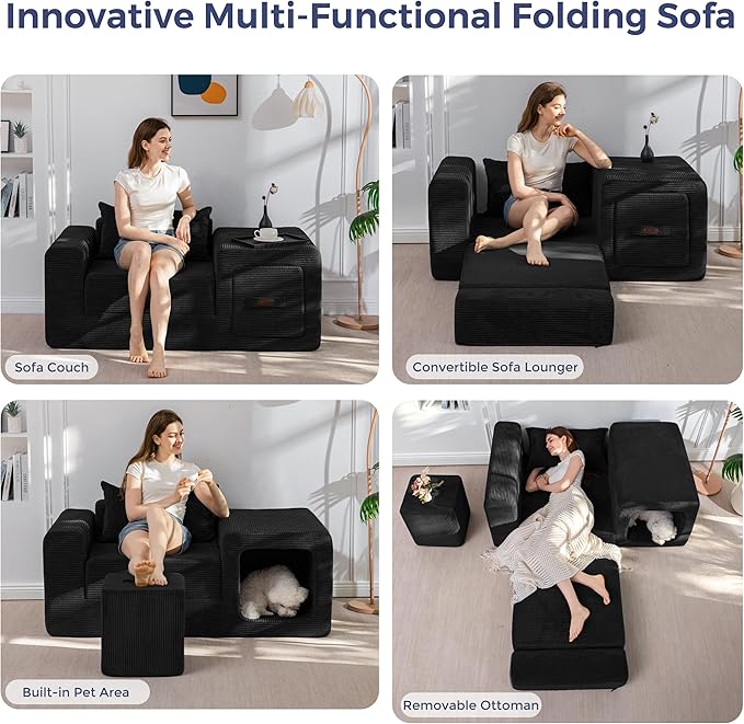 MAXYOYO Folding Sofa Couch, Convertible Floor Sofa