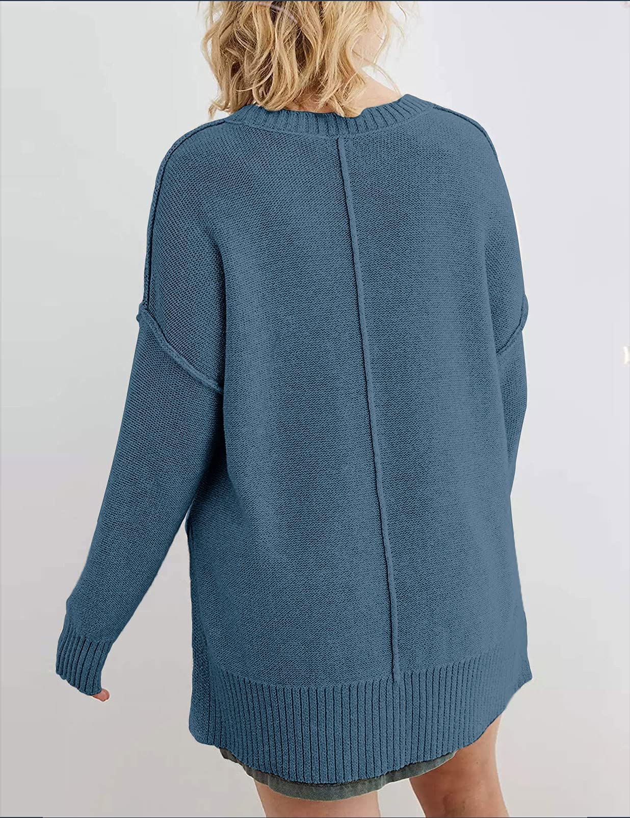 MEROKEETY Women's 2025 Fall Winter Oversized Pullover Sweater Casual Loose Crew Neck Long Sleeve Side Split Jumper Tops