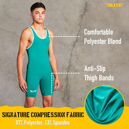 Elite Sports Men's Wrestling Singlet - Compression Powerlifting & Wrestling Uniform for MMA, BJJ, Grappling, Weightlifting