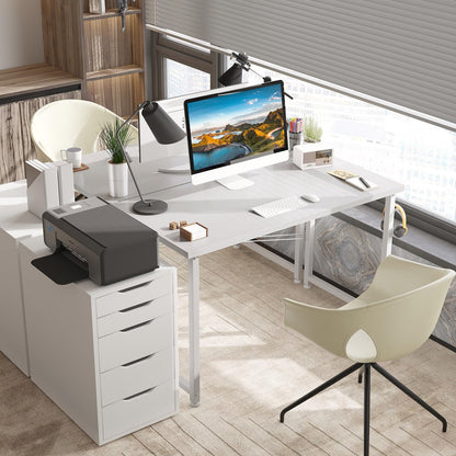 ODK 100×48 cm Desk, Small Computer Desk for Home Office, Study Office Table with Headphone Hooks for Small Space, Easy Assembly, White