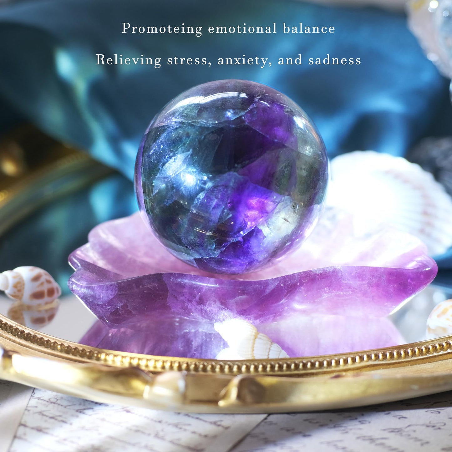 Rainbow Fluorite Crystal Sphere - 1.6-2.0" Inches, Gem-Grade Clarity, Witchcraft Supplies, Healing Crystal for Spooky Room, Ideal for Reiki, Chakra, Feng Shui, Meditation, Healing, and Home Decor