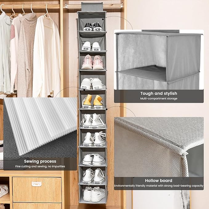 HomeBeyond 10-Shelf Hanging Closet Organizer, and Accessories, Space-Saving