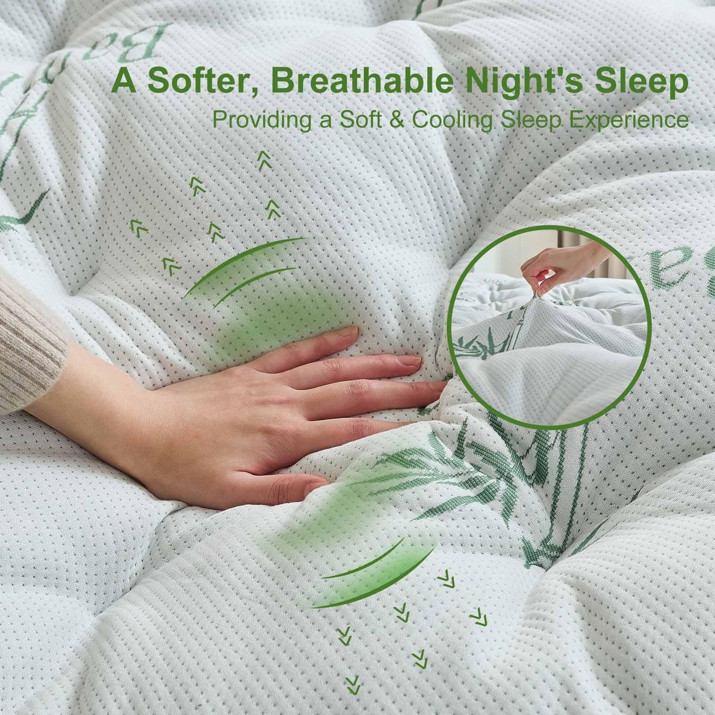 Whatsbedding Memory Foam Mattress Topper King Size, 5 Inches Slow Rebound Memory Foam Topper with Cooling Viscose Made from Bamboo Cover, Deep Pocket Designed Mattress Topper