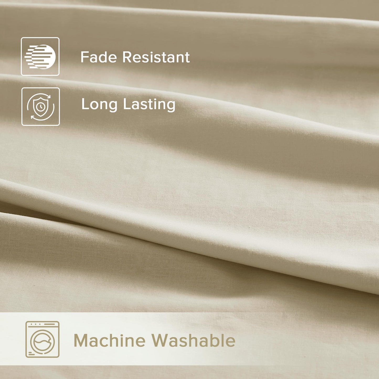 Comfort Spaces 100% Cotton Sheets Cal King, Breathable & Soft Cotton Sheets, Naturally Cool Cotton Bed Sheets with 14" Elastic Pocket Fits up to 16" Mattress, All Seasons Sheet Set, Cream 4 Piece