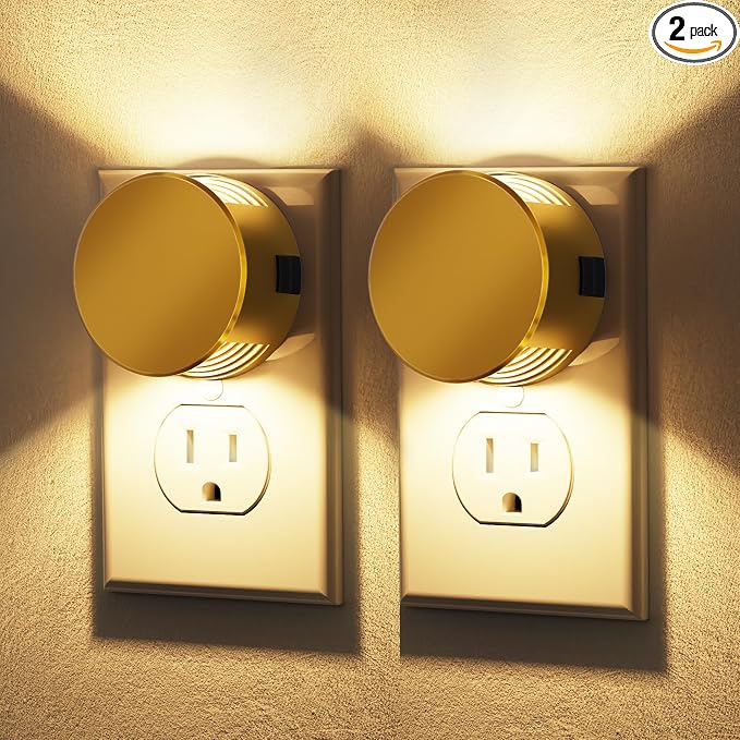 Briignite Night Lights Plug into Wall [2 Pack], Dusk to Dawn Sensor Nightlight, Brightness Adjustable, 3000K Soft White, Dimmable Plug in Night Light for Bedroom, Hallway, Stairs, Kitchen