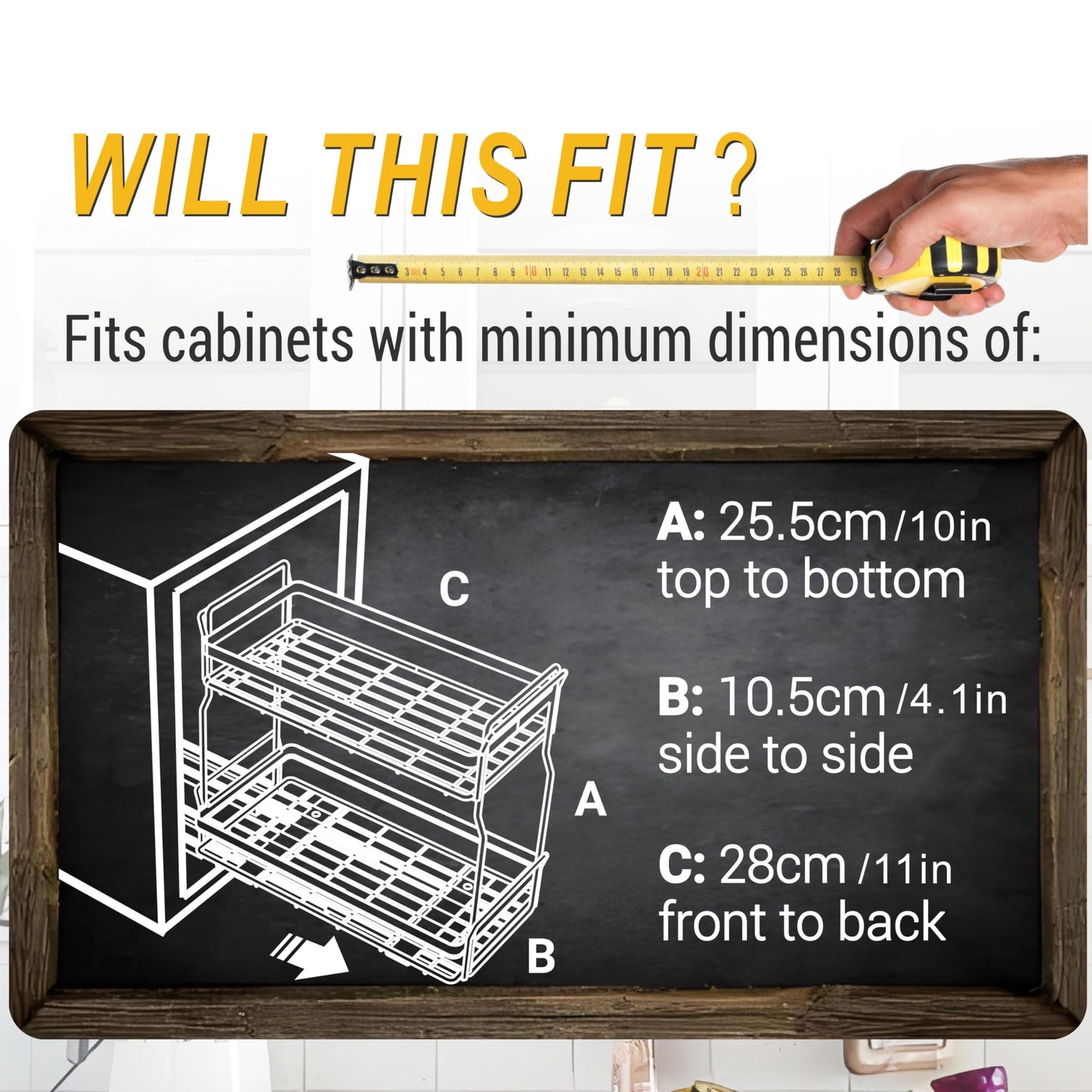 WOAHKIT 2 Pack Pull Out Spice Rack Organizer for Inside Kitchen Cabinets, Heavy Duty Slide Out Seasoning Kitchen Organizer, 2 Tier Vertical Sliding Seasoning Organizer, 10.5" D x 5.1" W x 9.6" H