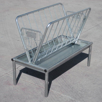 Rugged Ranch Products 4 Foot Long Outdoor Heavy Duty Mini Galvanized Steel Pasture Hay Feeder for Goats, Sheep, and Miniature Horses, Silver