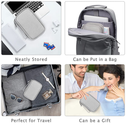FYY Travel Cable Organiser Bag, Double-Layer Electronics Accessories Organiser Bag, Travel Essentials Universal Carry Travel Bag for Cables, Power Bank, USB Drive, Charger, Hard Disk M-Grey