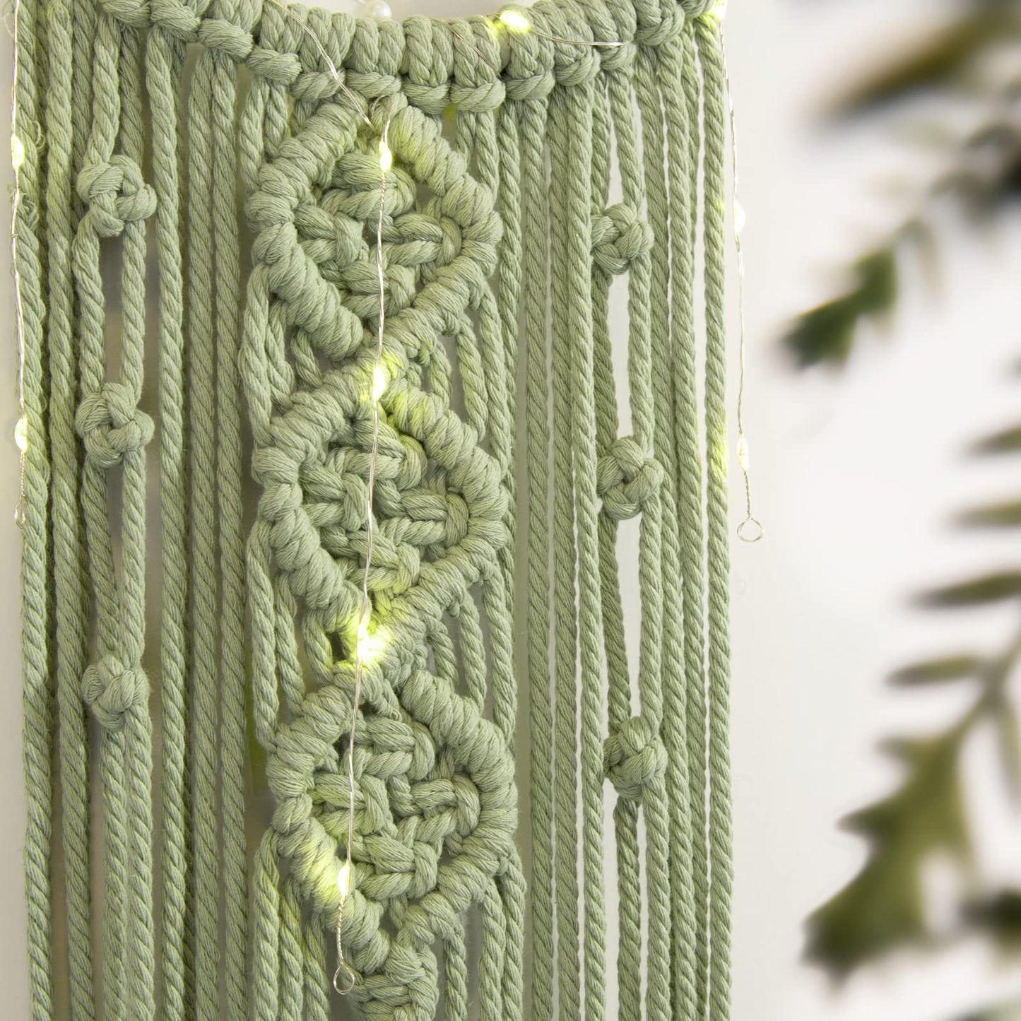 Macrame Moon Dream Catcher for Girl, Green Boho Crescent Dreamcatcher for Bedroom Adult, Handmade Nursery Room Wall Hanging with Star Pendant for Teen, Bohemian Home Decoration Idea