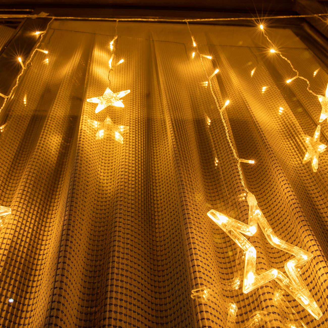 AWQ 12 Stars 138 LEDs Fairy Lights Star String Lights Star Curtain Lights 8 Modes for Christmas Wedding Home Garden Bedroom Indoor Outdoor Decor