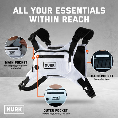 MVRK Water Resistant Chest Pack - Running Vest for Workouts, Running Phone Holder Extra Storage, Lightweight Running Pack