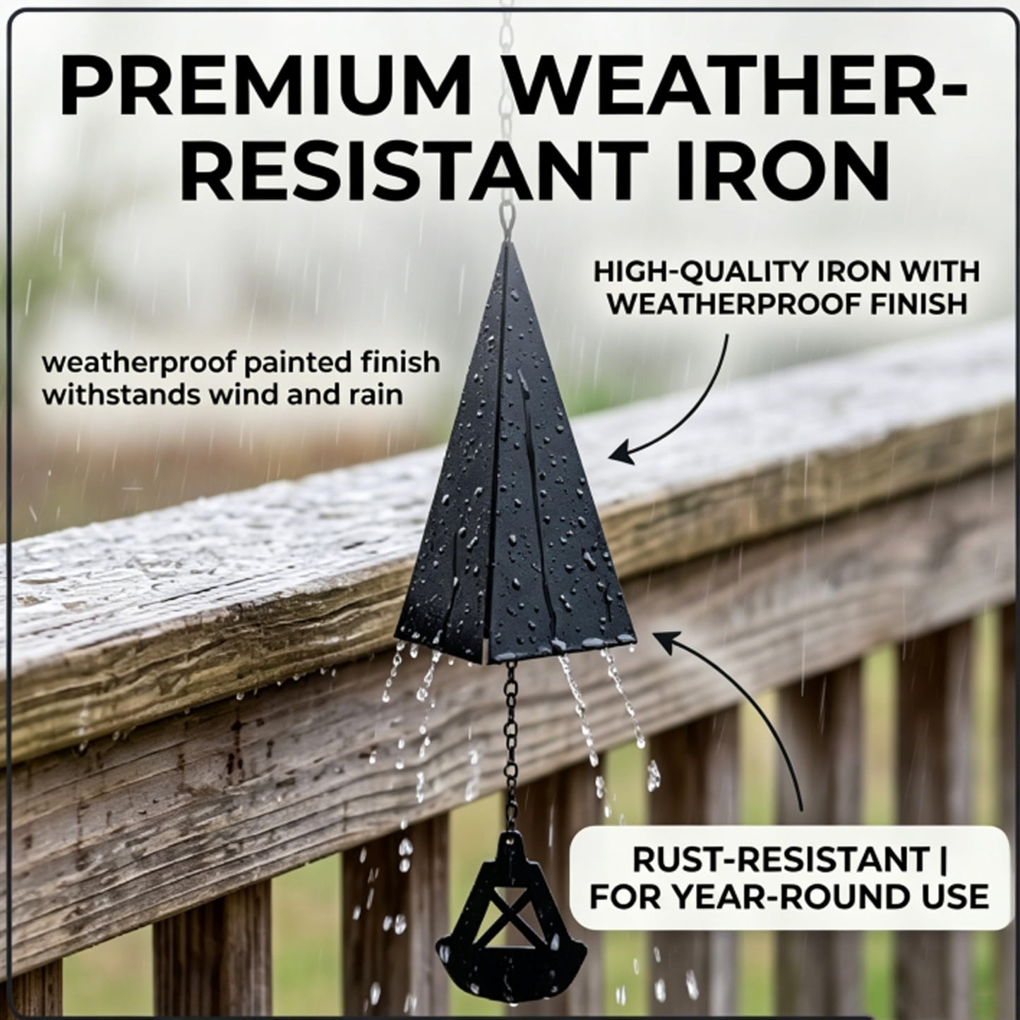 CJFNDFA Outdoor Wind Chimes with Marine Bell & Wind Direction Three-Tone Triangle Wind Bells for Garden,Patio or Porch Decor,Weather-Resistant Iron Windbell Decorations