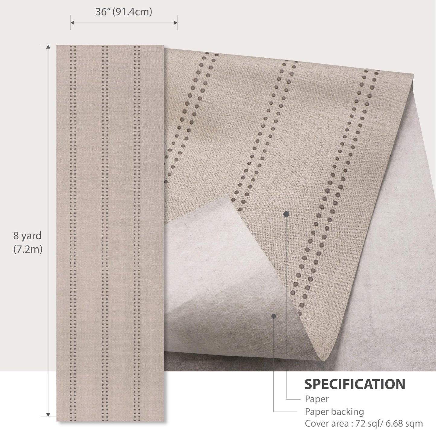 Ansehan Hand-Crafted Wallcovering HA4002 Droplets Stripe 36" W x8 Yard L Textured, Modern, Non Prepasted Natural Home Décor for Christmas Interior, Morandi Taupe