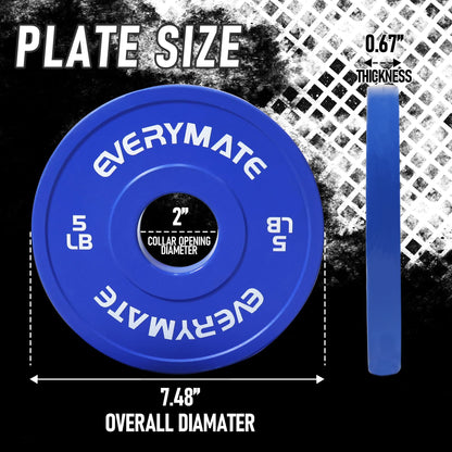 EVERYMATE Change Weight Plates 5LB Fractional Plate Olympic Bumper Plates for Cross Training and Olympic Weightlifting, 5LB Set Weights Plates Set