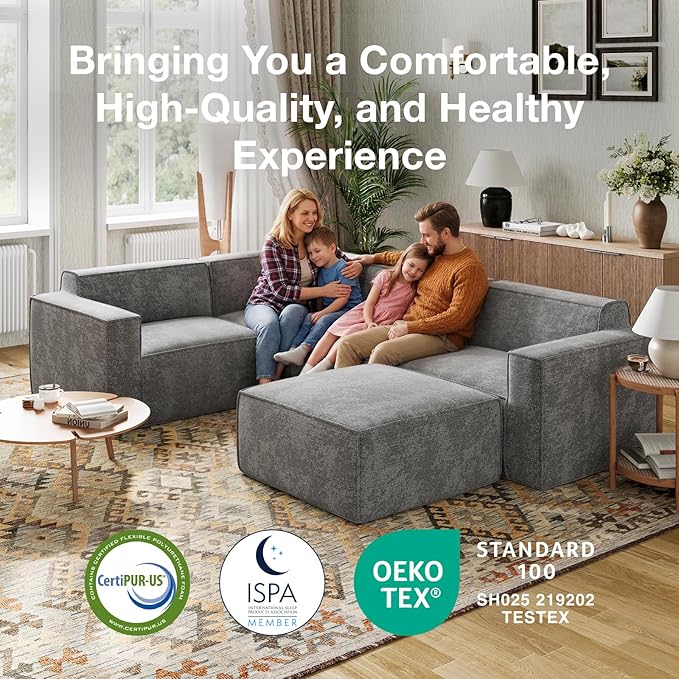 Novilla Modular Sectional Sofa, No Assembly Cloud Sectional Couch