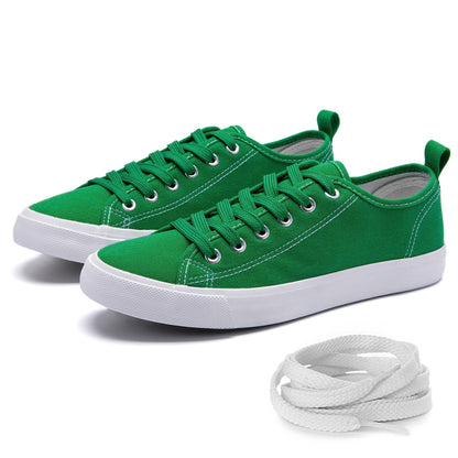 Canvas Shoes for Women Casual Low Top Sneakers Fashion Womens Tennis Shoes with Extra Laces, Emerald Green, Size 9