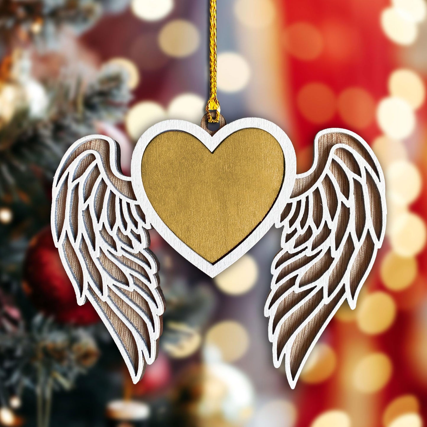 Personalized Memorial Angel Wings Wooden Ornament - Personalize with A Name Or Message Using A Oil Marker (Marker not Included) - Customizable Christmas Tree Hanging Ornament