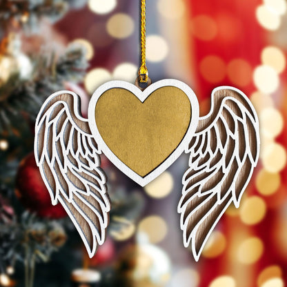 Personalized Memorial Angel Wings Wooden Ornament - Personalize with A Name Or Message Using A Oil Marker (Marker not Included) - Customizable Christmas Tree Hanging Ornament