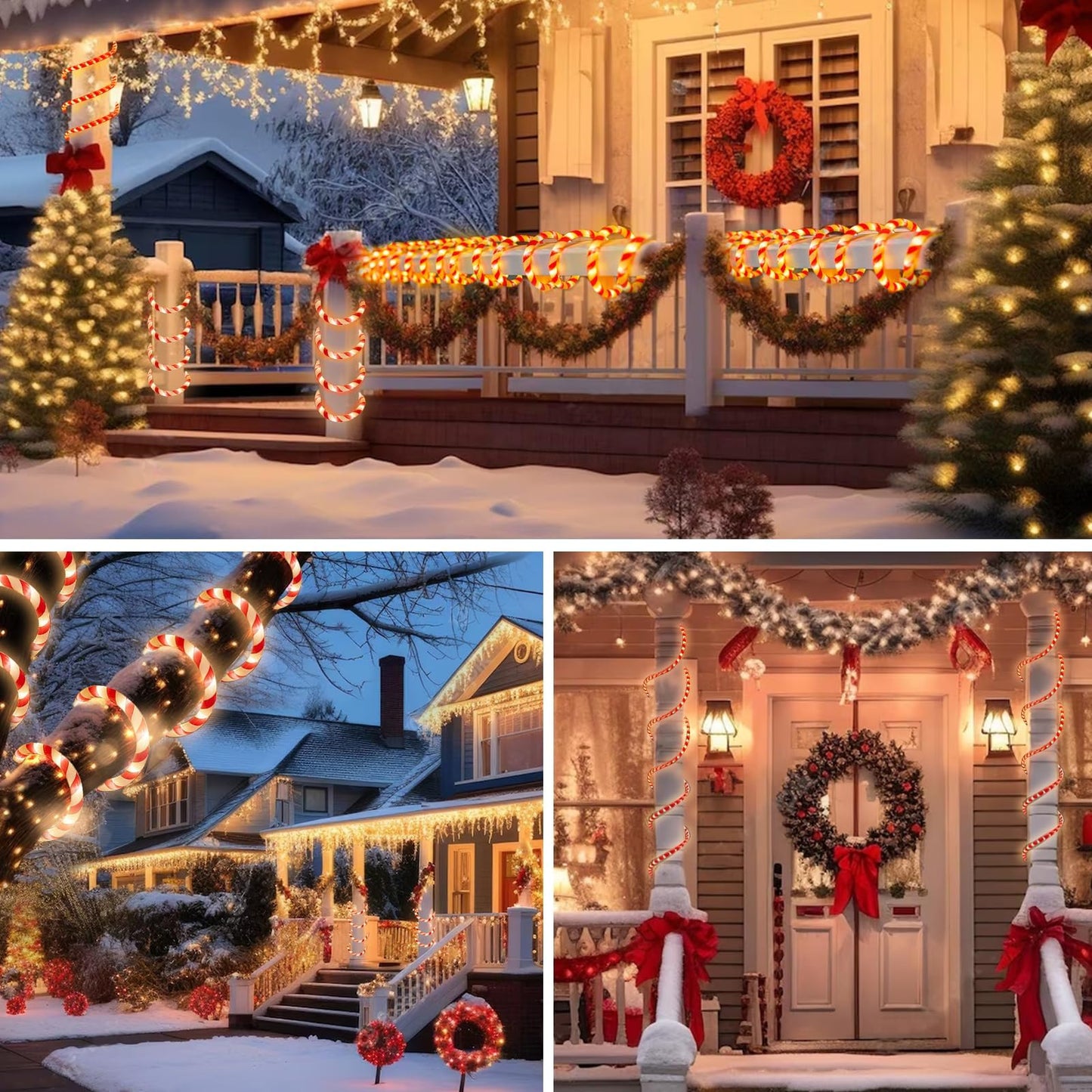 Vigdur Christmas Candy Cane Lights - 30FT 360 LEDs Candy Cane Rope Lights Outdoor Waterproof, Connectable Christmas Rope Lights for Holiday Party Home Patio Indoor Xmas Decorations