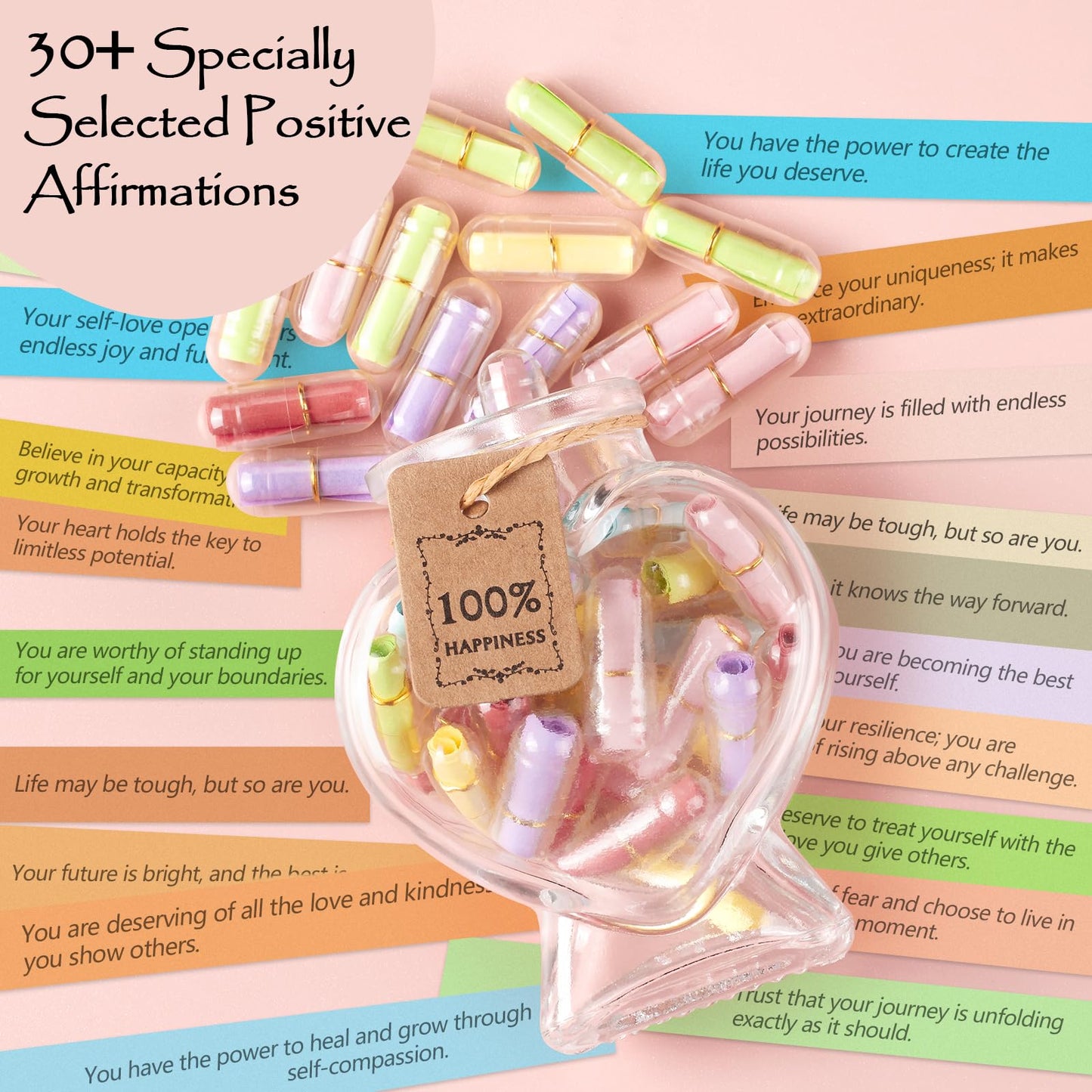 SHYSHINY Self-Love Witchcraft Supplies Kit, 75Pack Wiccan Supplies and Tools with 30+ Positive Messages Capsule Bottle, Self-Love Spell Kit with Self-Care Journal Workbook Witchy Gifts for Women