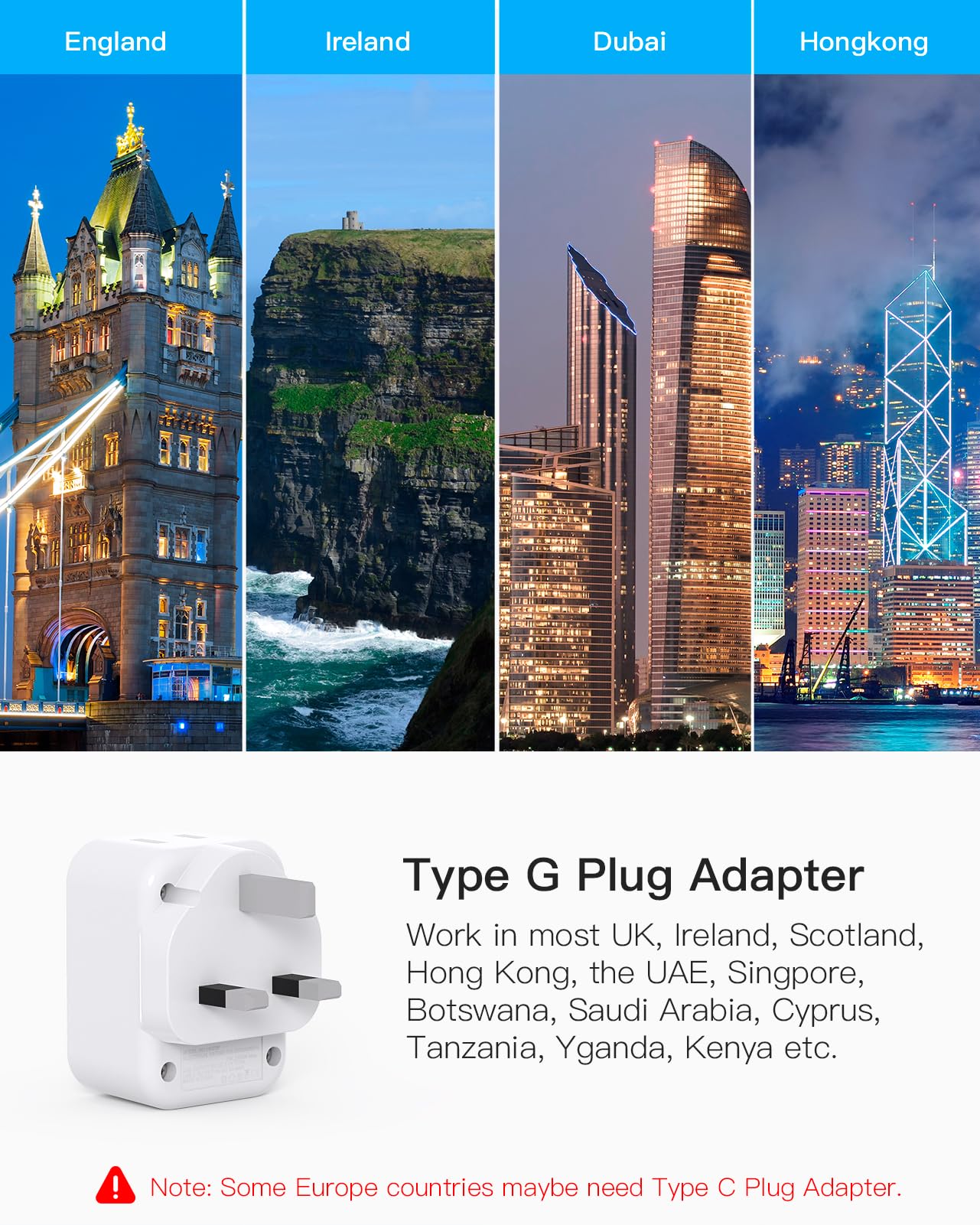 South Africa Travel Plug Adapter, HANYCONY Type M Power Adapter with 2 AC Outlets 3 USB Ports(2 USB C) for US to South Africa Botswana Namibia India Nepal Bhutan Sri Lanka