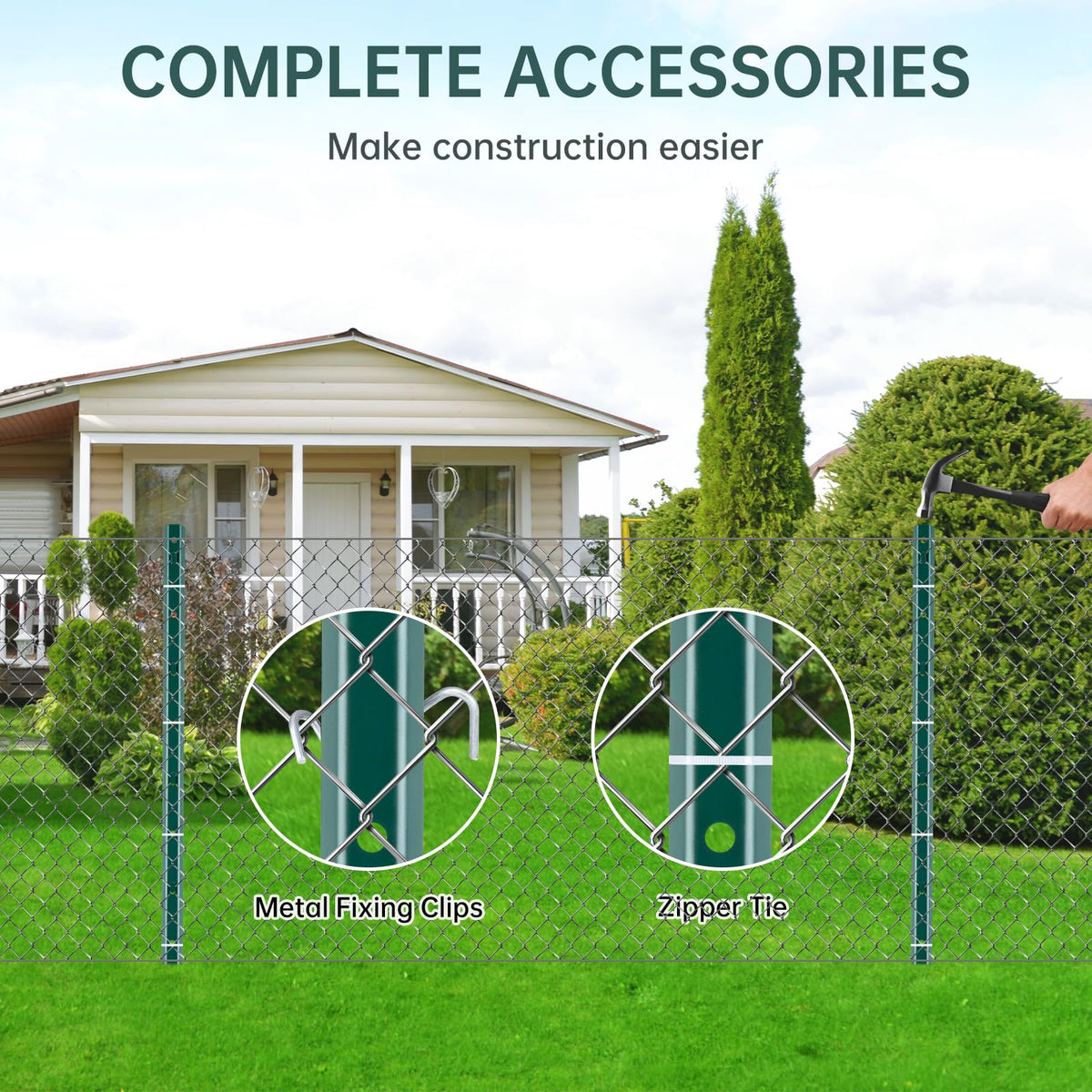 URBANVISTA 10 Pack Metal Fence Posts, 3 FT Heavy Duty U-Post, Green Garden Stakes, No-Dig Post Anchors for Wire Fences, Temporary Fencing, Electric Fence, and Corner Support