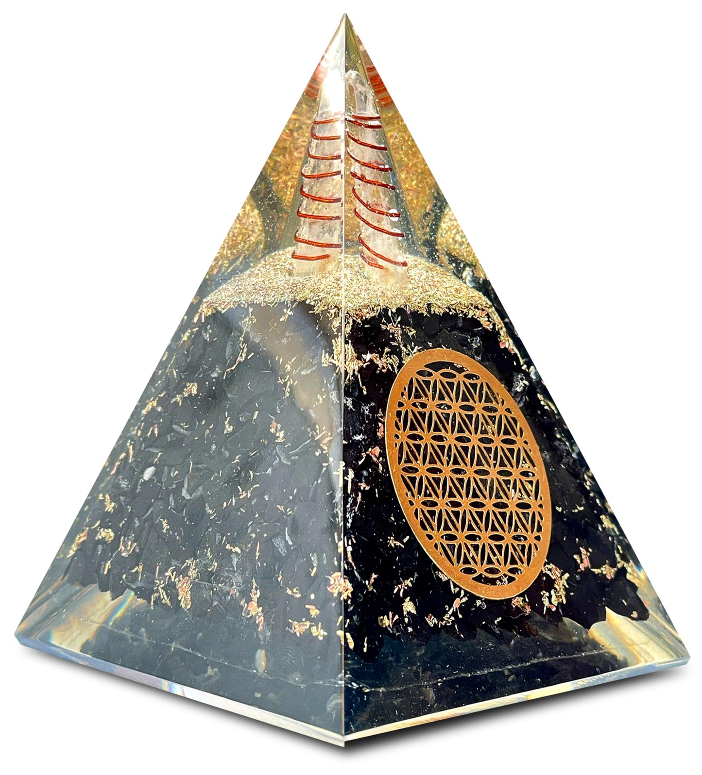 Orgone Black Tourmaline Pyramid – Healing Crystal for Protection, Motivation, EMF Shielding & Meditation – Orgonite Pyramid for Chakra Balancing, Reiki, Spiritual Energy & Positive Vibrations