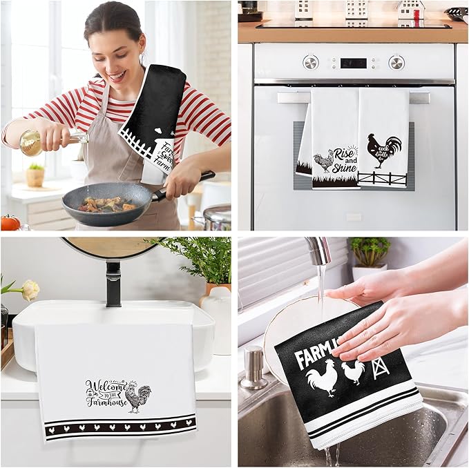 R HORSE Funny Chickens Kitchen Dish Towe