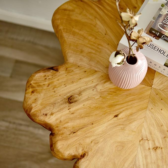WELLAND Live Edge Cedar Coffee Table 32" W x 32" D x 20.5" H Rustic Round Table