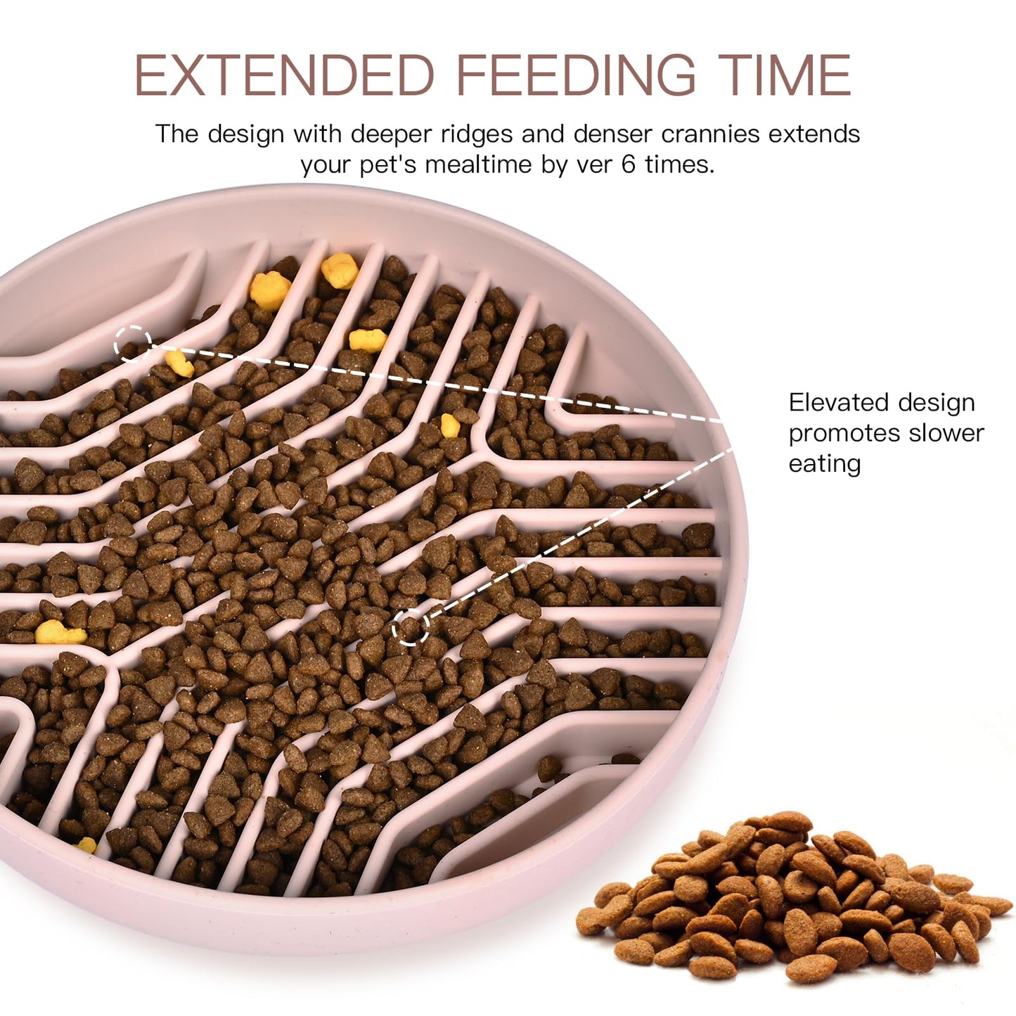 Slow Feeder Dog Bowls, Puzzle Silicone Dog Feeding Bowls with Suction Cups, Anti-Choking, Non-Slip Design, Reduces Boredom, Anxiety, Ideal for Medium to Small Dogs & Cats - XAQMHSW (Pink)