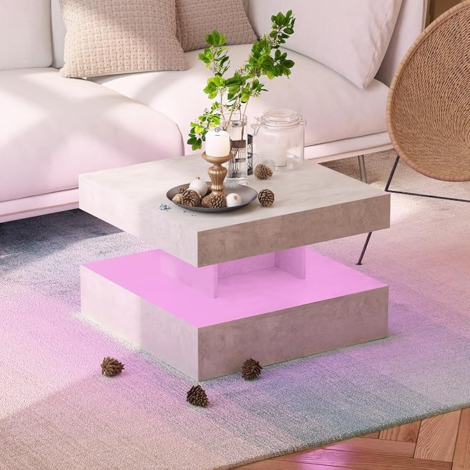 HedoAjim Small Grey Led Coffee Table