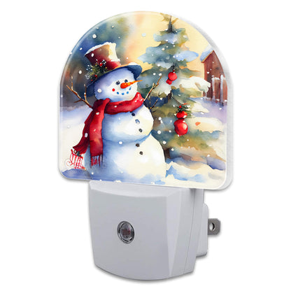 sndheke Cute Snowman with Christmas Tree Night Light Plug into Wall, Winter Xmas Snowman Dusk to Dawn Night Light Plug in,0.5w Energy Saving Sleep Friendly NightLight for Kids Boys Girls Home Decor