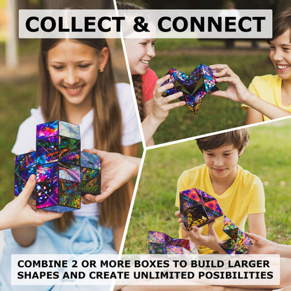 SHASHIBO Shape Shifting Box - Award-Winning Age 8+, Patented Fidget Cube w/ 36 Rare Earth Magnets - Transforms Into Over 70 Shapes, Download Fun in Motion Toys Mobile App (Artist Series-Cosmic Surfer)