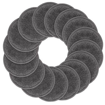 Sunland 16 Pack Reusable Makeup Remover Pads Microfiber Facial Cleansing Pads Washable Face Wipe Rounds with Laundry Bag Grey