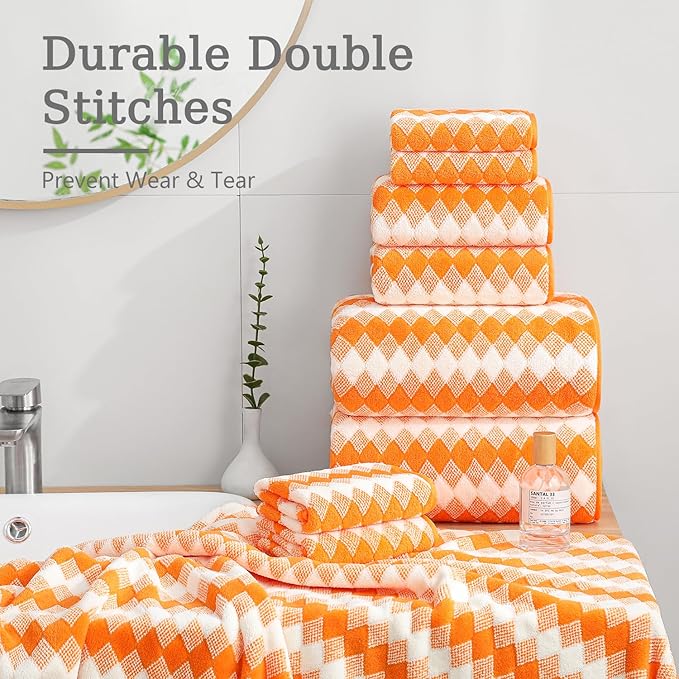 8 Piece Bathroom Towel Set |2 Oversized Bath Towels, 2 Hand Towels, 4