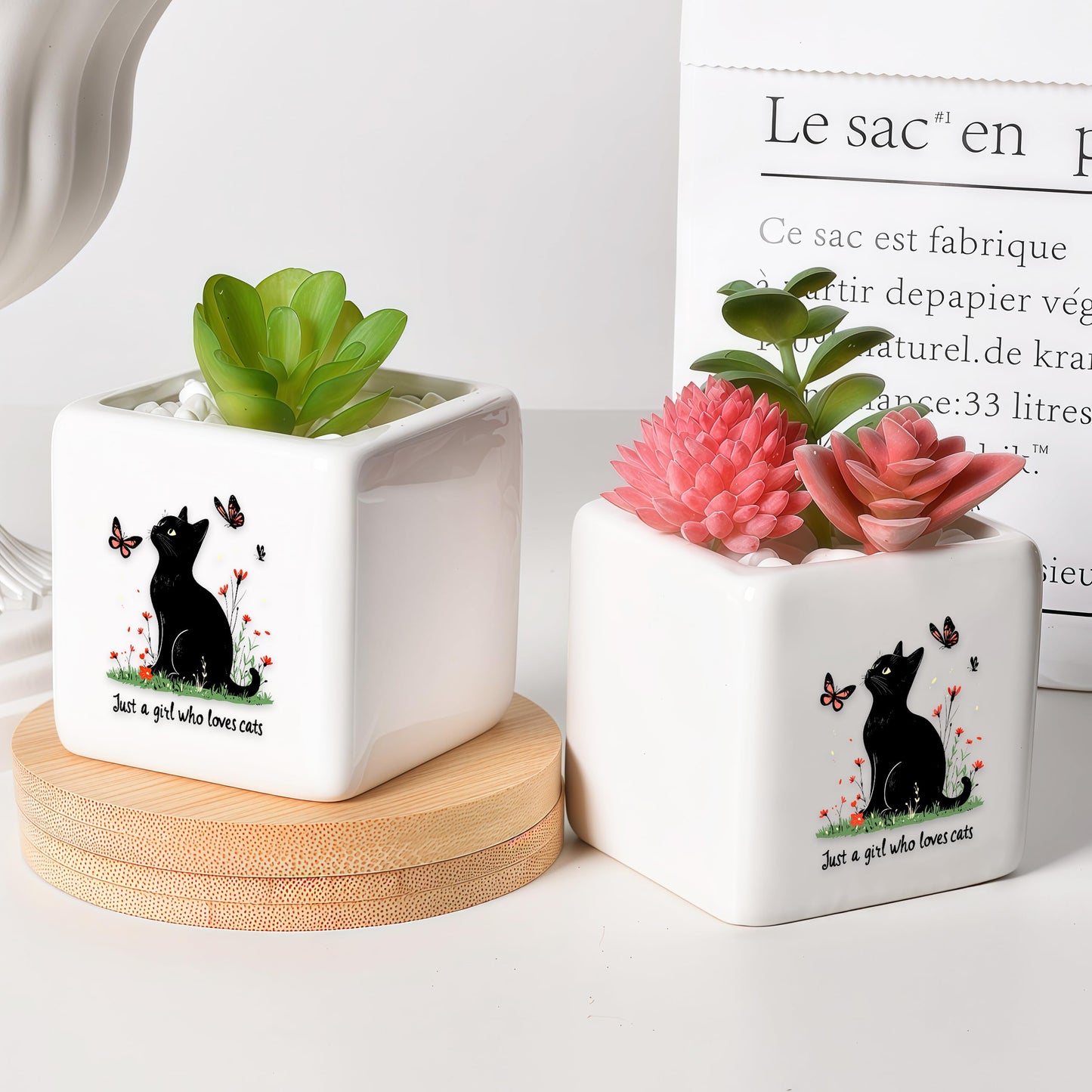 BJDAMAI Black Cat Succulent Planter Flower Plant Pot Small, Gifts for Women Teens Girls Kids, Cat Lovers Themed Stuff Accessories Things Decor Merch, Home Office Table Desk Decoration!