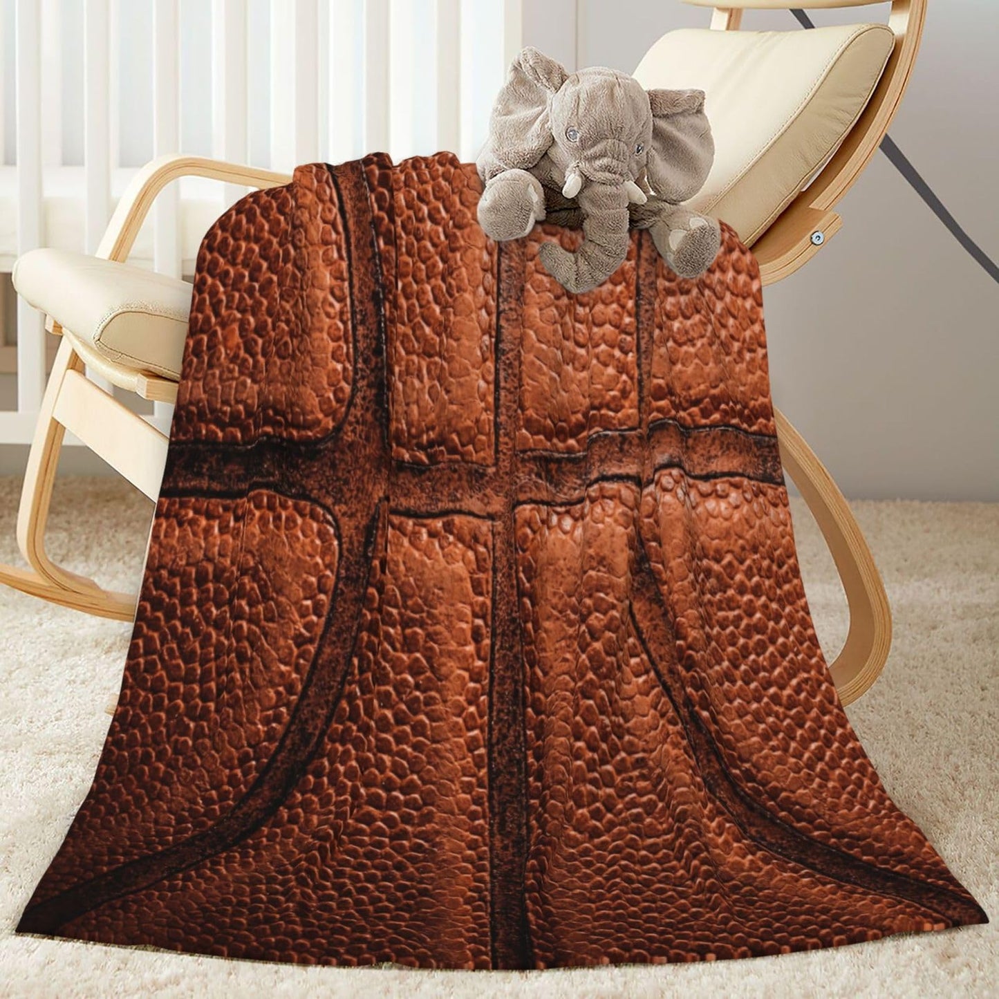 Gbuzozie Basketball Sport Theme Fleece Blanket Lightweight Ultra-Soft Basket Ball Texture Throw Blanket for Sofa Couch Bed Camping Travel - Super Soft Cozy Microfiber Blanket 60"X50"