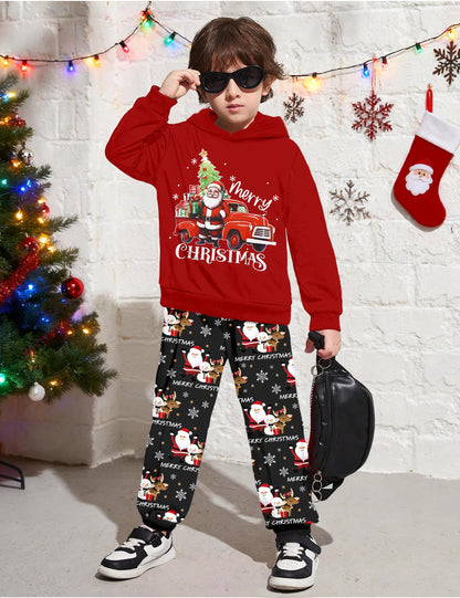BAVADER Toddler Boy Christmas Outfit 3t 2t Christmas Outfit Boy Long Sleeve Santa Hoodie Pant Sets Toddler Boys Christmas Outfits