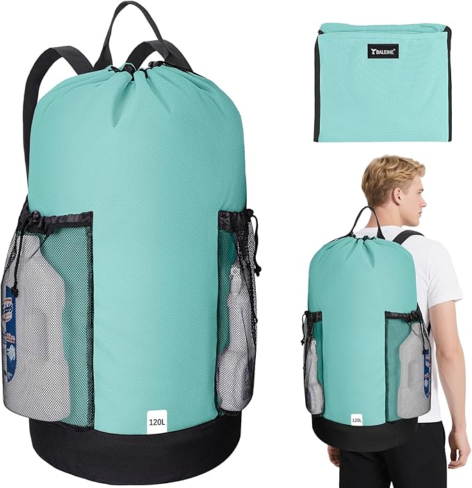 BALEINE 120L Laundry Bag Backpack, 900D Oxford Fabric Large Travel Laundry Bags