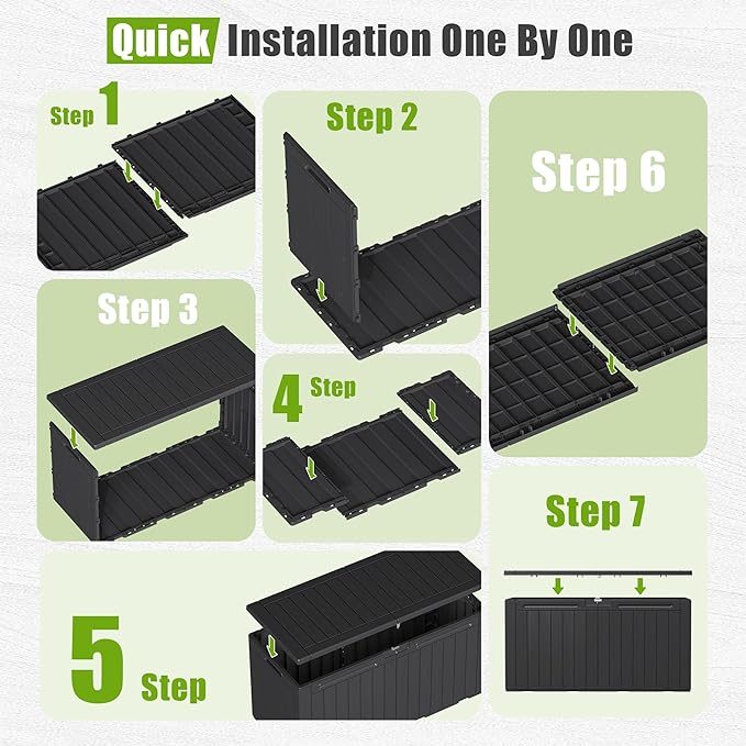 Flamaker Resin Deck Box 100 Gallon Large Lockable Outdoor Storage Box Waterproof for Patio Cushions, Tools, Pool Accessories (Black)