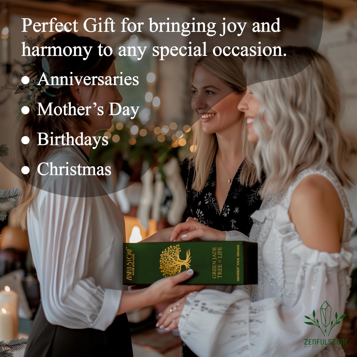 ZENFULSTONE Green Jade Crystal Tree of Life for Luck & Prosperity Decor for Home and Office | Handmade Bonsai for Wealth & Balance and Good Fortune | Perfect Well-Being Gift for Loved Ones