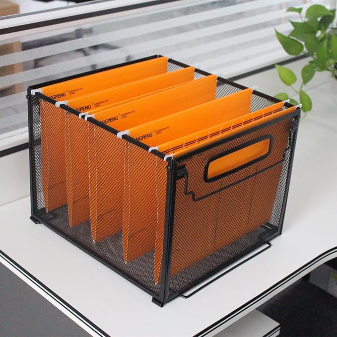 SETTFRFE Letter Size Metal Mesh Hanging File Folder Organizer Crate Basket