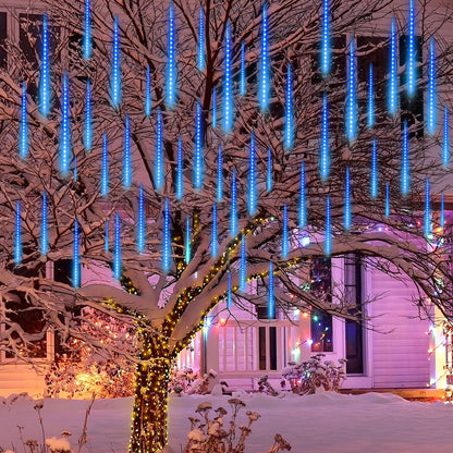 Joiedomi 2 Pack 540 LED Christmas Meteor Shower Rain Lights, 19.8 Inch 10 Tubes Blue Outdoor Raindrop Lights, Waterproof for Holiday Party Home Patio Decoration